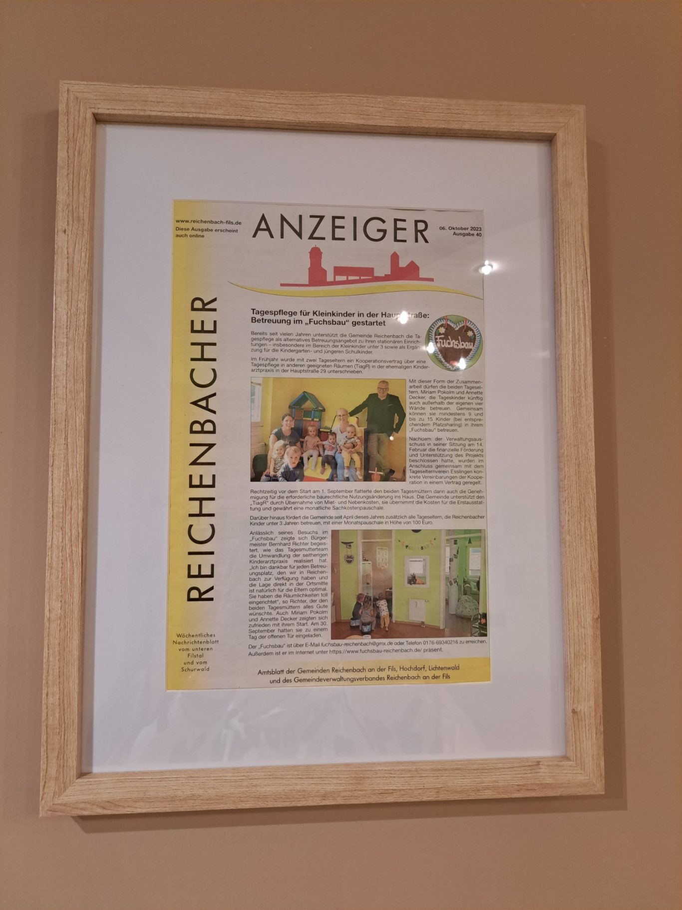 Auf der "Titelseite" im Reichenbacher Anzeiger
